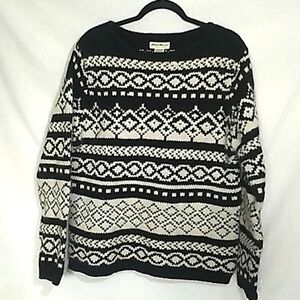 Eddie Bauer Lambs Wool Rabbit Hair blend sweater Fair Isle Vintage Size Large